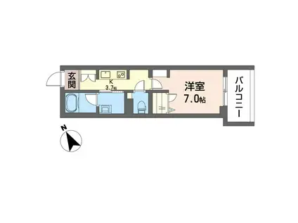 積水ハウスシャーメゾン ラ・プラス・リュミエール(1K/1階)の間取り写真