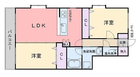 セレクト原(2LDK/2階)の間取り写真