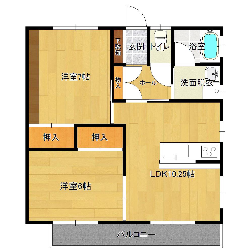 パークビュー(2LDK/2階)の間取り写真
