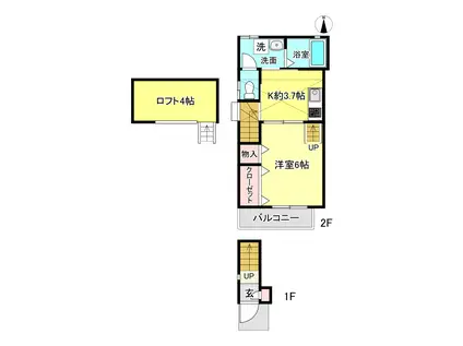 サンベルデ(1K/2階)の間取り写真