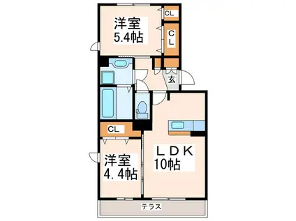 アーバンウエスト(2LDK/1階)の間取り写真
