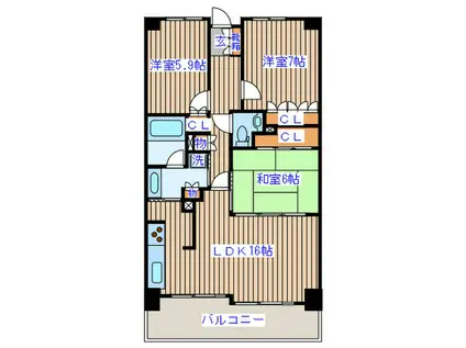 アップルタワーズ仙台アベリアタワ-(3LDK/10階)の間取り写真