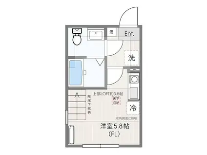 コートレジデンス三ツ沢上町(ワンルーム/1階)の間取り写真