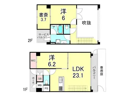 レジーナウエスト武庫之荘(2LDK/1階)の間取り写真