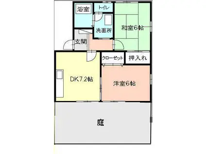 フォブールF(2DK/1階)の間取り写真