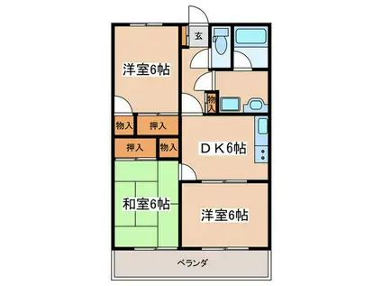 マンションふたみ(3DK/1階)の間取り写真