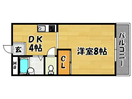 メゾンササキ(1DK/2階)の間取り写真