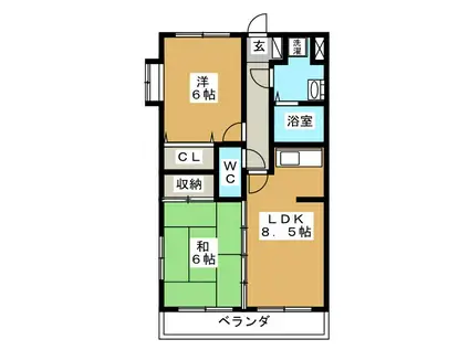グレースガーデン(2LDK/2階)の間取り写真