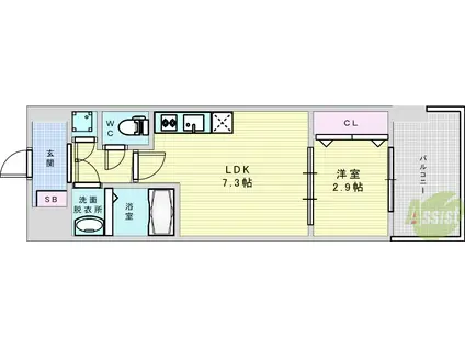 セレニテ江坂ミラク(1DK/4階)の間取り写真