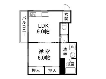 シャローム石田(1LDK/3階)の間取り写真