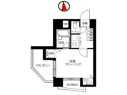 フェニックス北新宿エルミタージュ(1K/2階)の間取り写真