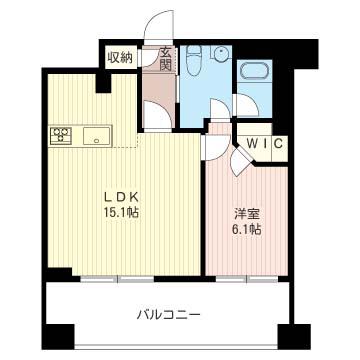 レジデンスシャルマン月島(1LDK/10階)の間取り写真