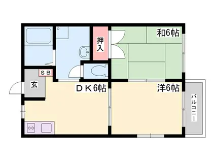 メゾン桜木B棟(2DK/1階)の間取り写真