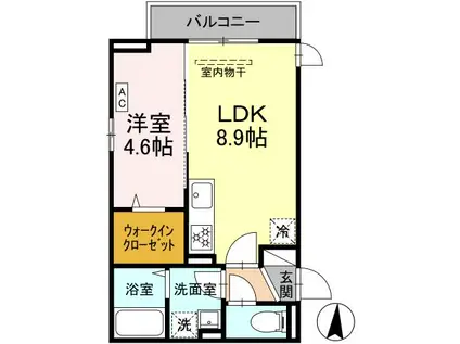 D PAINA宿川原7(1LDK/2階)の間取り写真
