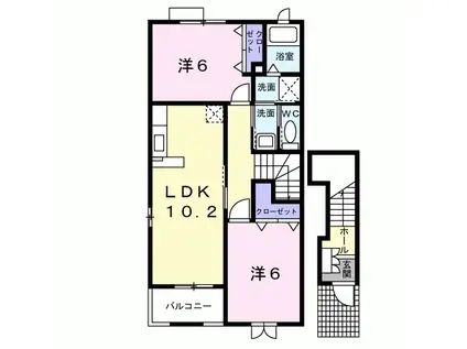 アクテュエル・S(2LDK/2階)の間取り写真