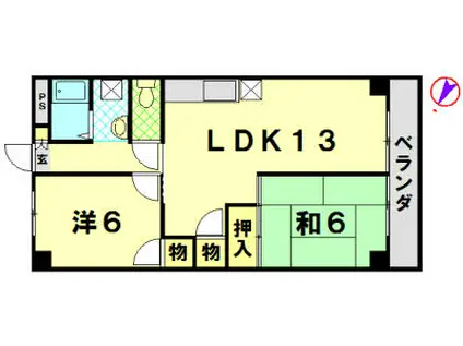 浅間台ハイホーム(2LDK/2階)の間取り写真