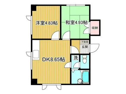 エクセレントハウス(2DK/3階)の間取り写真