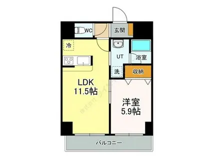 エステラ北五条館(1LDK/3階)の間取り写真