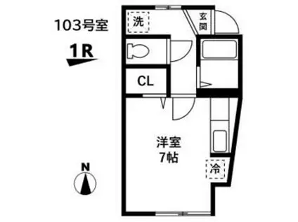 新栄荘(ワンルーム/1階)の間取り写真