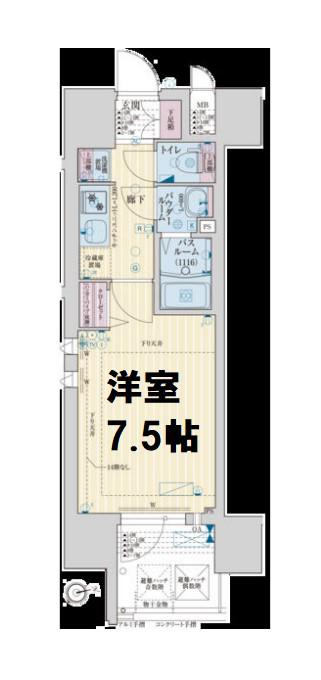 レシオス難波(1K/5階)の間取り写真