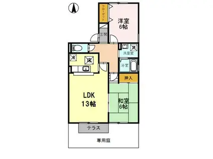 ハインベルク篠山壱番館(2LDK/1階)の間取り写真