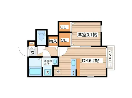 LINK STAGE富沢駅前I(1DK/1階)の間取り写真
