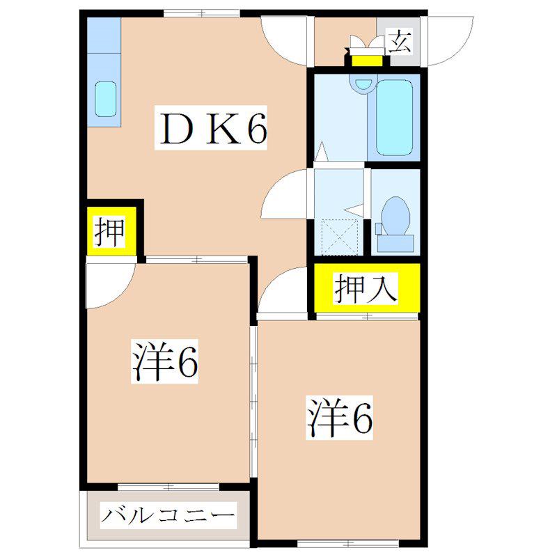 クオレ西郷C(2DK/2階)の間取り写真