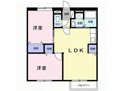 さくらんぼハイツ(2LDK/1階)の間取り写真