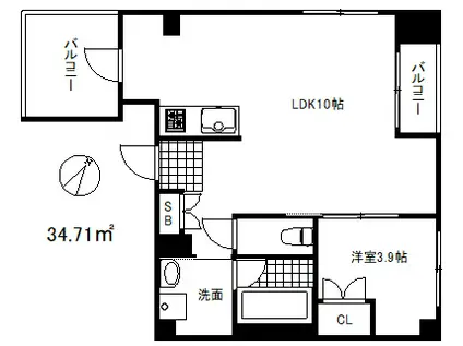エスディグランツ神戸西元町(1LDK/7階)の間取り写真