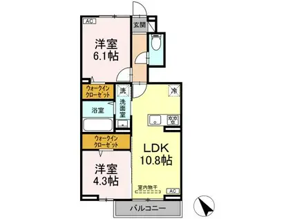 カーサ・ウィステリア(2LDK/1階)の間取り写真