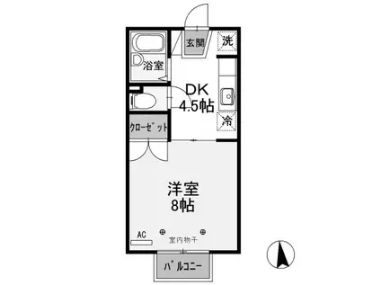 ジュネス山本(1K/2階)の間取り写真