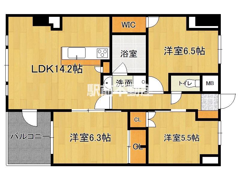 S-RESIDENCE伊都ATTIRAN(3LDK/8階)の間取り写真