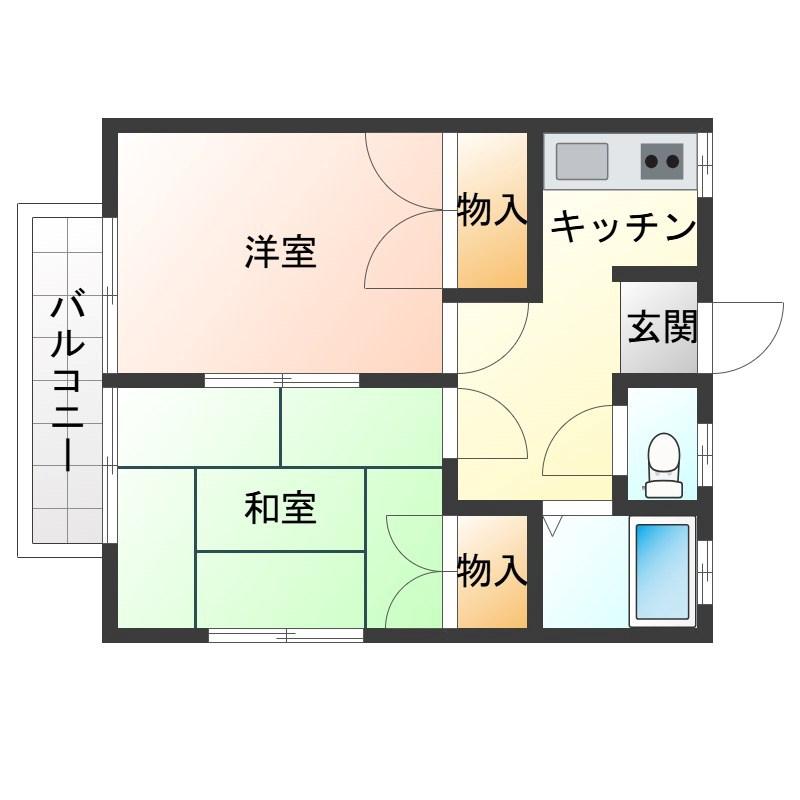 大磯ハイツ(2K/1階)の間取り写真