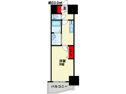 ロイヤルノースナイン(1K/18階)の間取り写真
