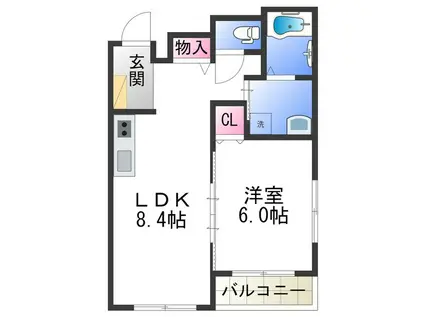 プロフォンド(1LDK/2階)の間取り写真