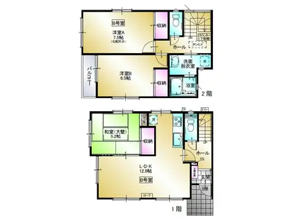 ドゥカーフェ(3LDK/2階)の間取り写真
