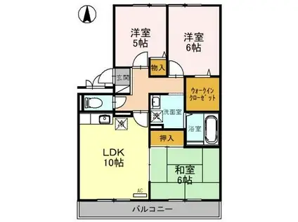 ロビュスト三栄II(3LDK/2階)の間取り写真