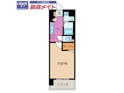 K SMART HISAI(1K/10階)の間取り写真