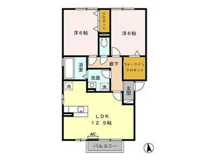 グランシャリオ L(2LDK/2階)の間取り写真