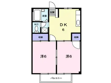 シティハイツ ホワイトリバ-(2DK/2階)の間取り写真