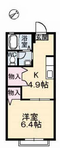 ディアスKIKI A棟(1K/1階)の間取り写真