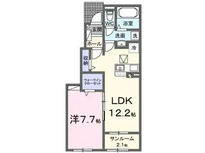 フローラル住吉(1LDK/1階)の間取り写真