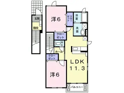 ヴィラエレガントB(2LDK/2階)の間取り写真