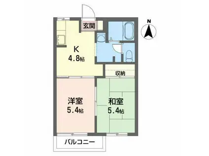 コンフォルタ藤沢町C(2K/2階)の間取り写真