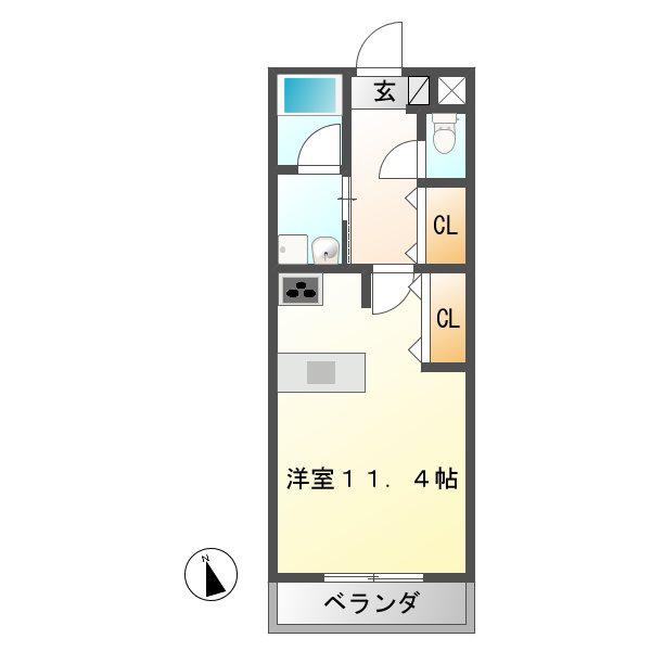 ピエーノ(ワンルーム/1階)の間取り写真