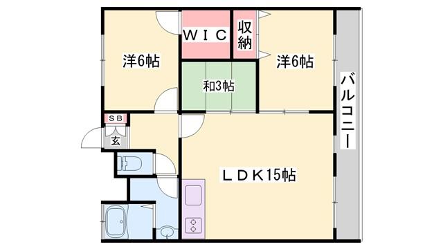 メゾンクレイン(2LDK/2階)の間取り写真