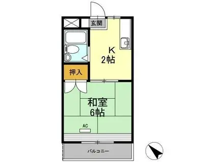 レイクグリーン三好 A棟(1K/2階)の間取り写真