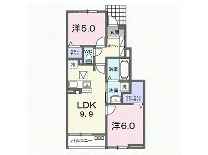 ソラリア ヨコスカ(2LDK/1階)の間取り写真