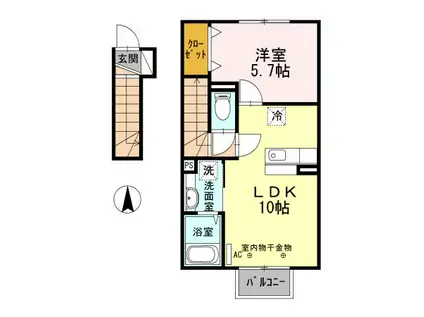 クレディ(1LDK/2階)の間取り写真