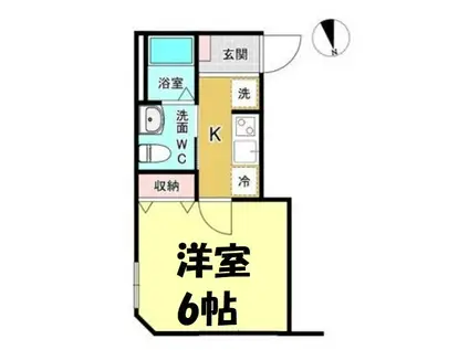 ウエストガーデン大場(1K/1階)の間取り写真